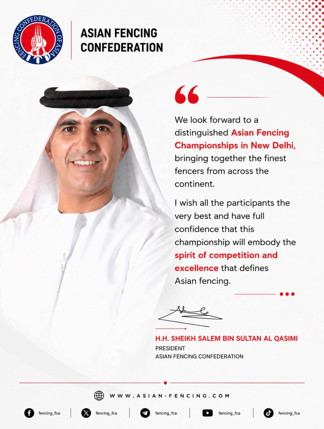 President’s Message for the Asian Fencing Championships 2026